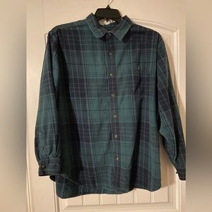 Men’s Blue Mountain Brand Green/Blue Plaid Short Sleeve Flannel Shirt 2XLT